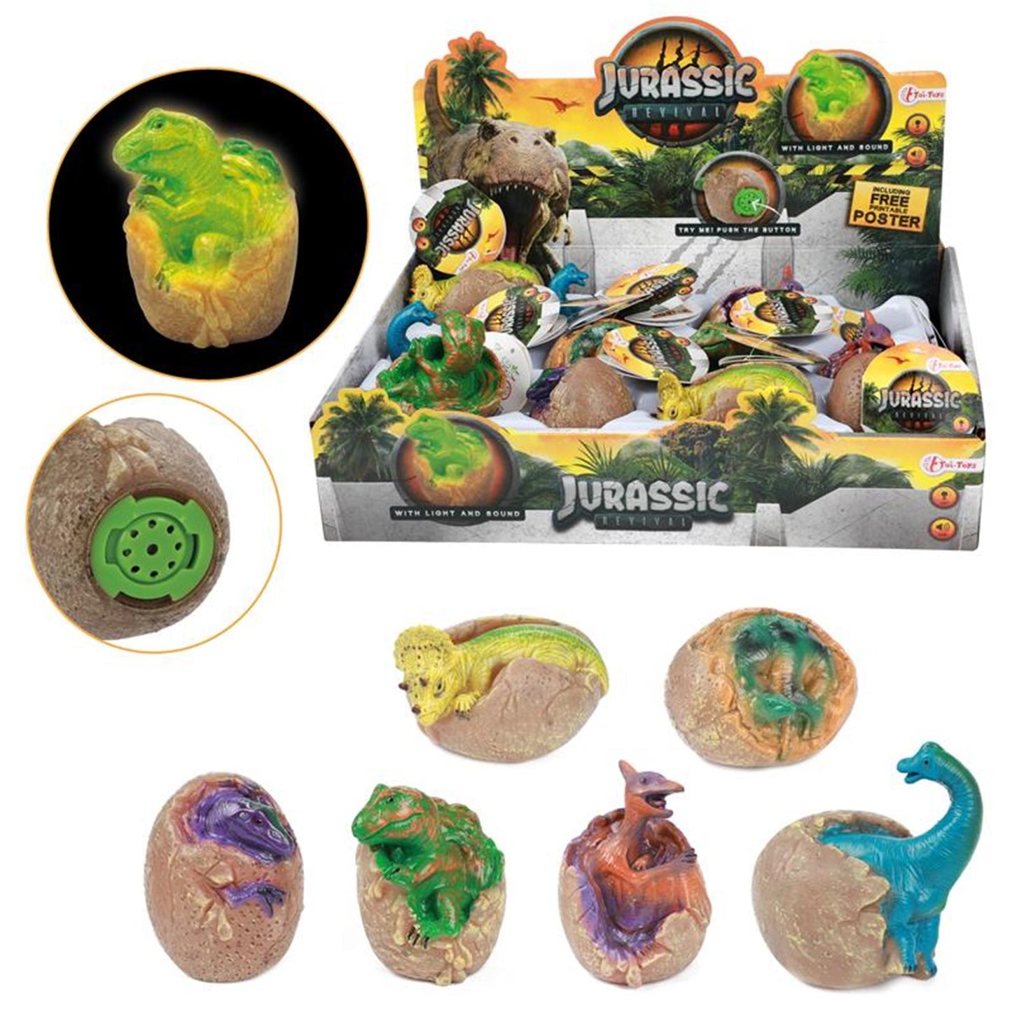 Toi-toys giurassic revival babydino in uovo luce e suono