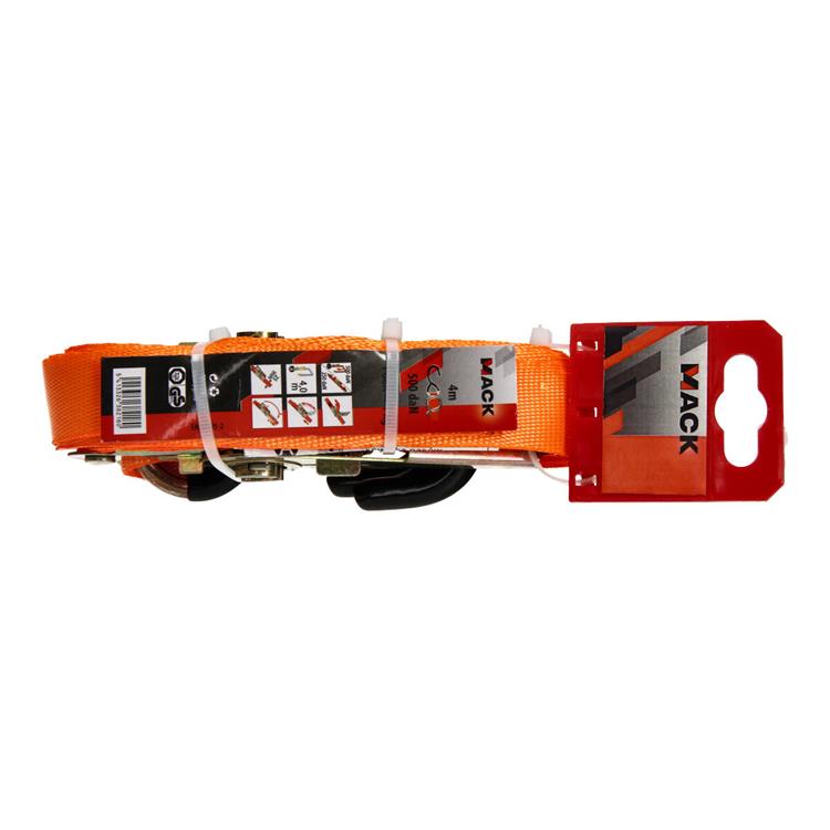 Mack 1023390 - cinturón tensor 2d, tensor de trinquete, ganchos en S, 25 mm-4 m máx. 500 kg | 2 piezas