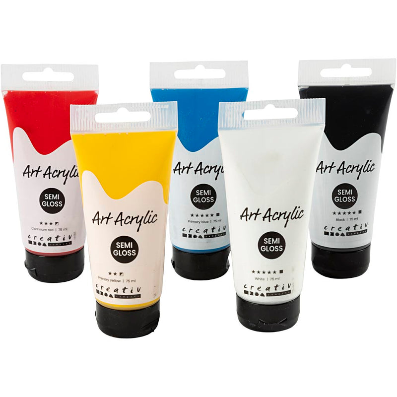 Creativ Company Pigment Art Pintura acrílica Colores primarios, 5x75ml