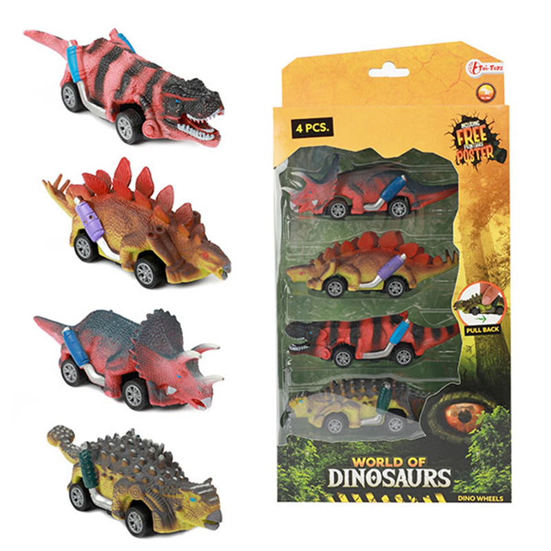 World of Dinosaurs Dino Pullback Car, 4st.