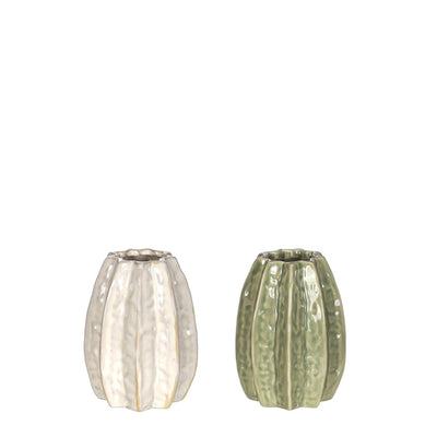Ideas 4 seasons carambola vase ã˜8.5 x h.11 cm 2 ass cream green ceramic