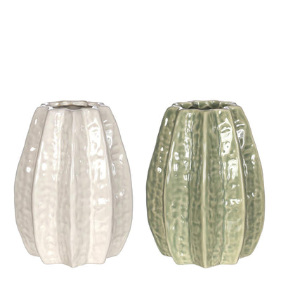Ideas 4 seasons carambola vase ã˜11.5 x h.15 cm 2 ass cream green ceramic