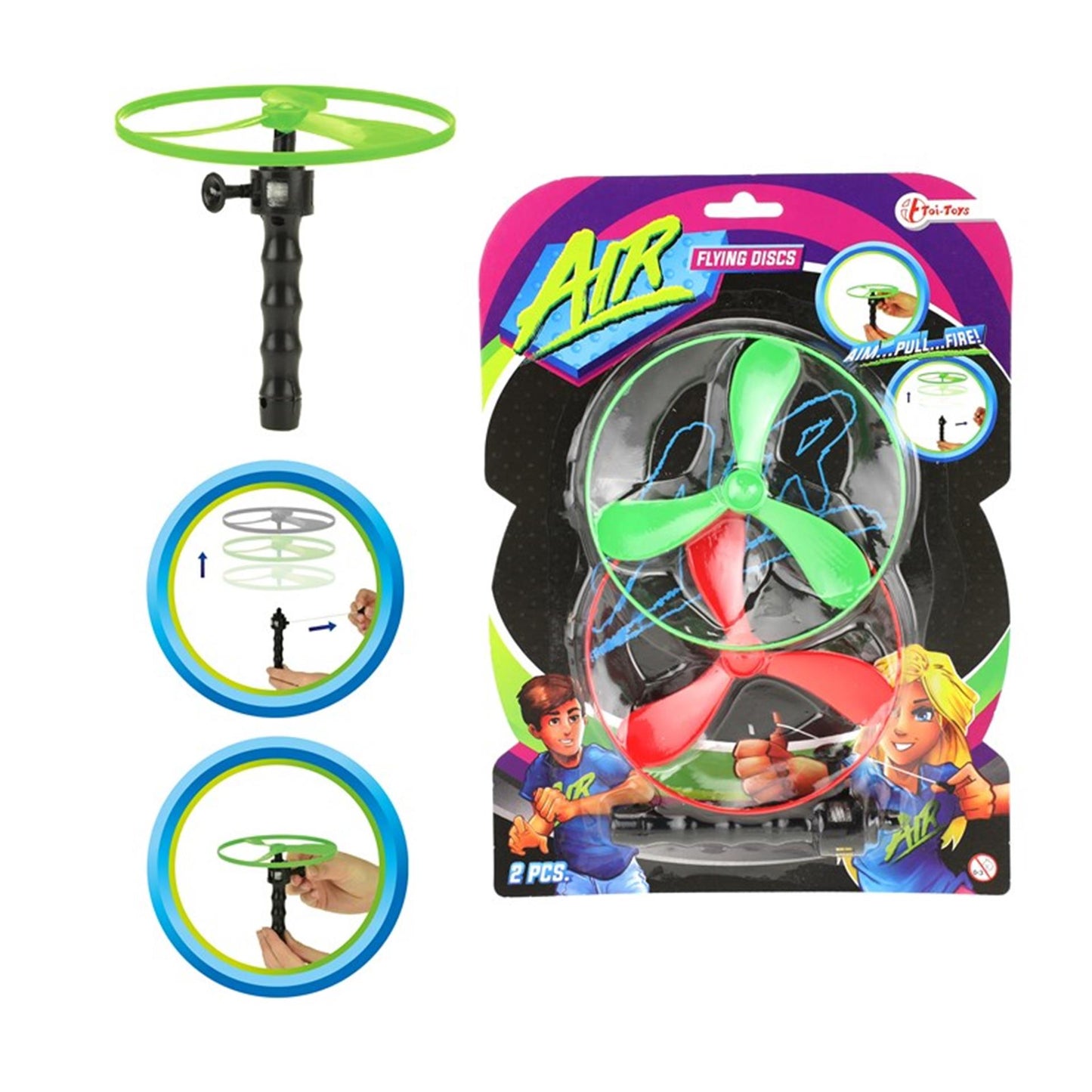 TOI TOYS TOI TOYS Discos voladores Air 12 cm de rojo verde de 3 piezas