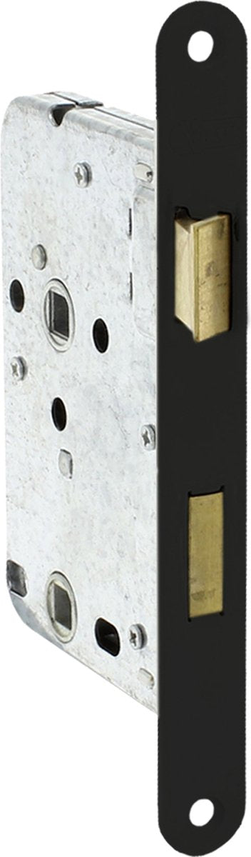Serratura per WC Starx - serratura per bagno - serratura per porta interna - serratura con placca frontale nera - 50 x 63 mm