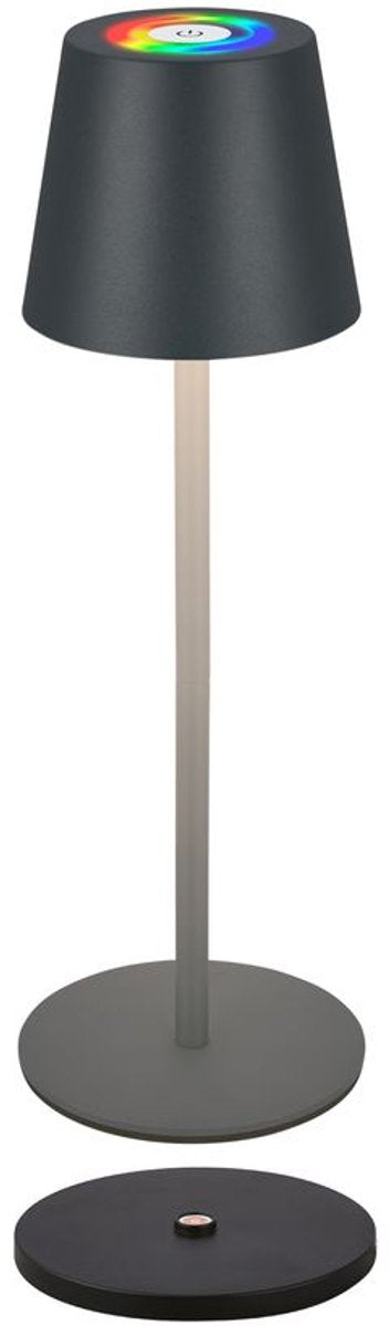 B.k.licht briloner cilano - rechargeable rgbw table lamp - cordless lamp - dimmable - for outdoors and indoors - with charging station - 36 x ø10.5 cm - anthracite