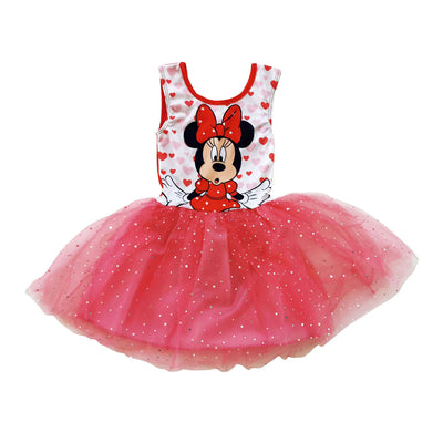 Vestido de ballet de Disney Minnie Mouse, rojo con corazones