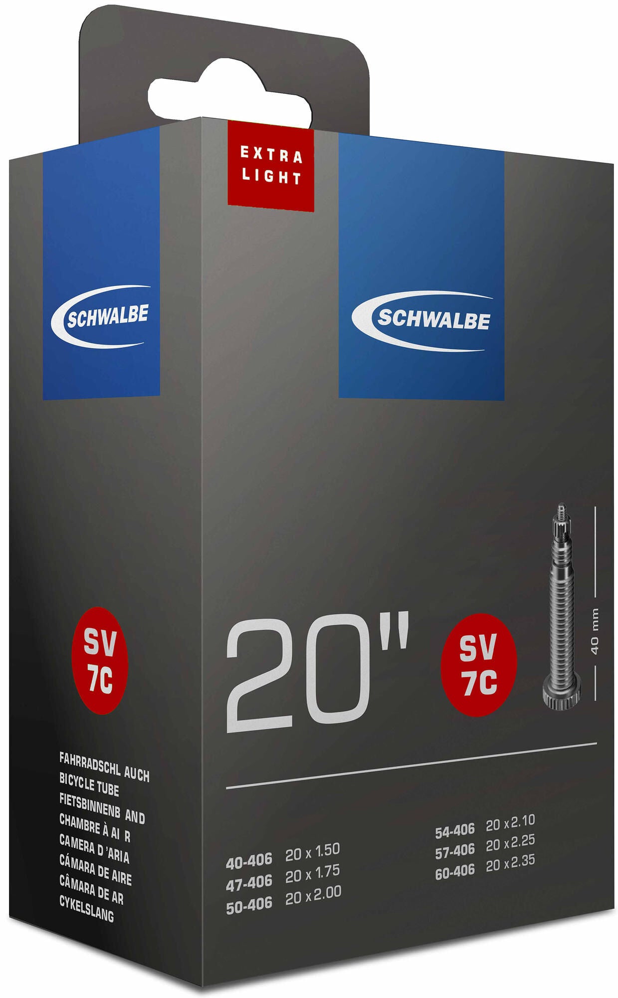 Schwalbe Inner Tube FV SV7C 20 X-Light 40 60-406