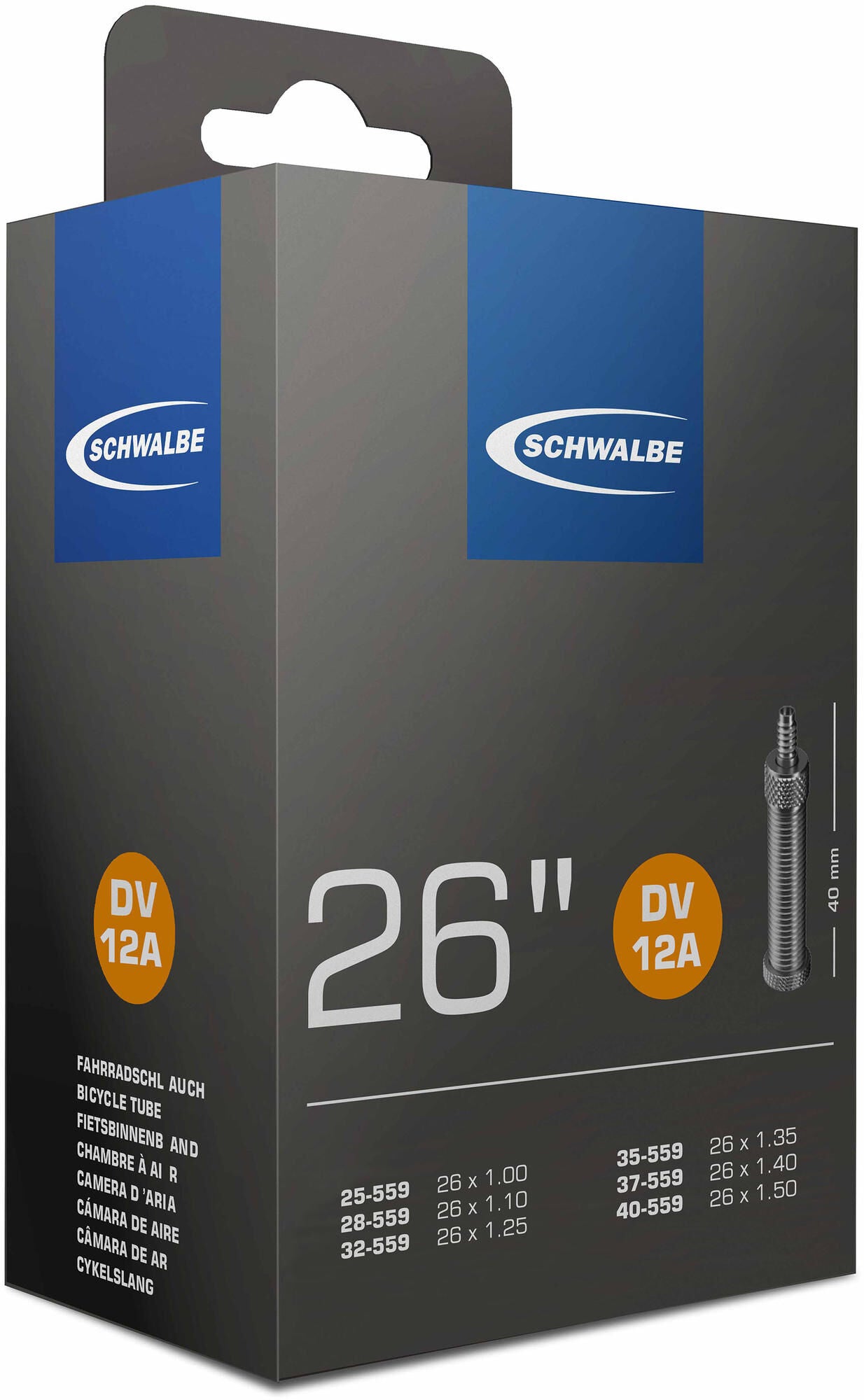 SCHWALBE TUBI INTERNO DV12A 26 pollici 25 40-559 DV 40 mm