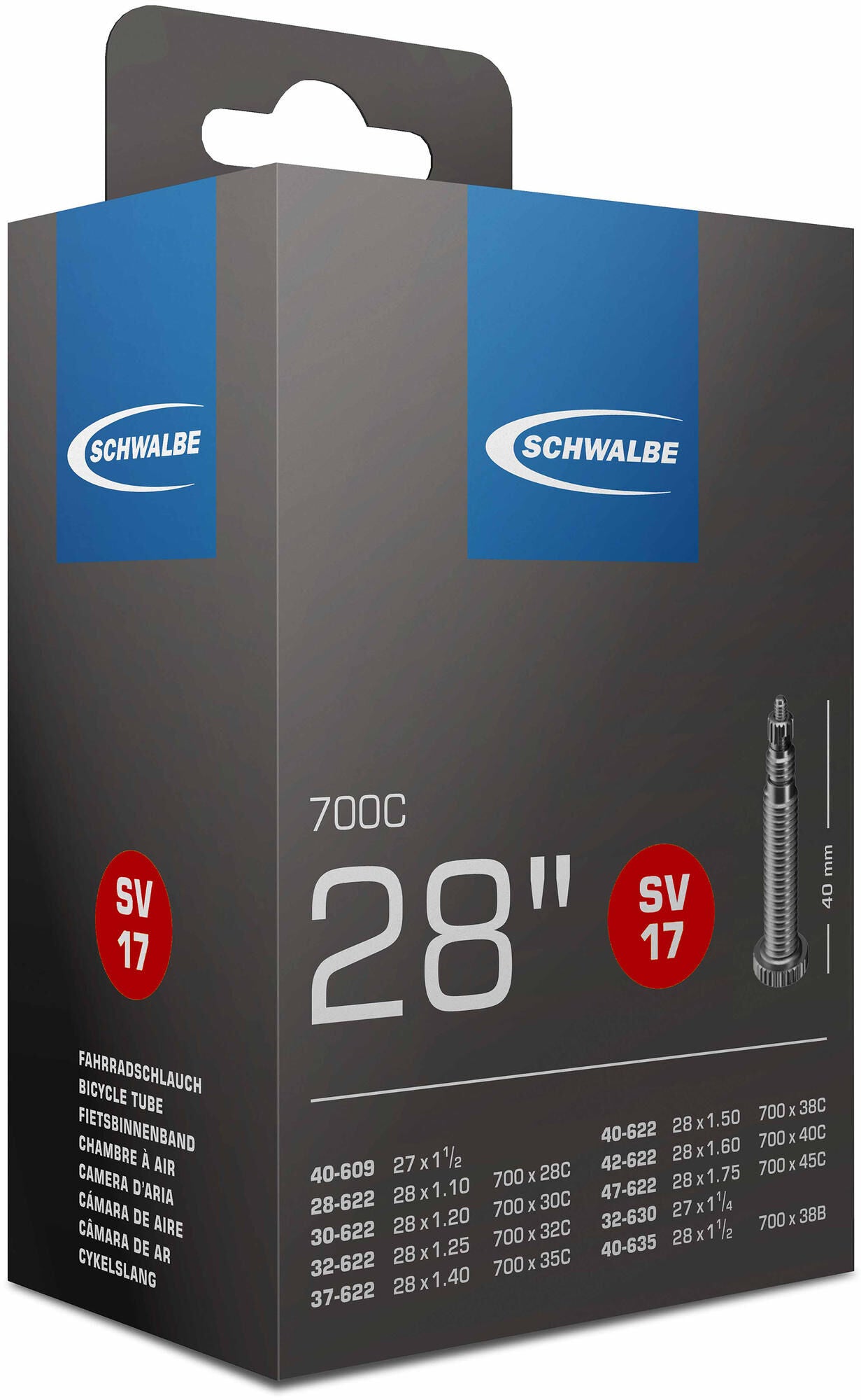 Schwalbe Tube #17 28 47-622 635 SV40 Autom