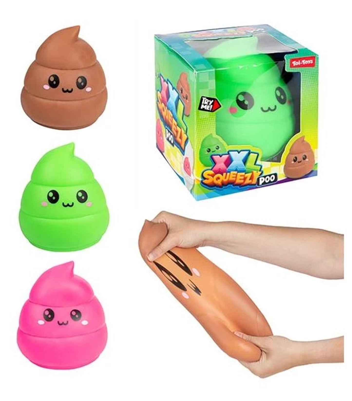 Toi-toys Fun Malleable Smiling Turd XXL Stretchble, 13 cm