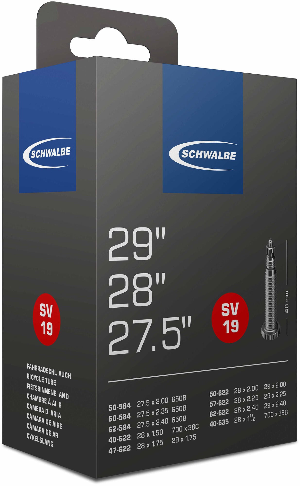 Schwalbe Tube #19 40 62-584 635 SV40 AUM