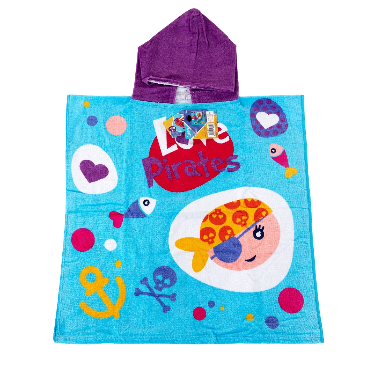 Asciugamano per autorità per bambini poncho piraatjes, 60x120cm