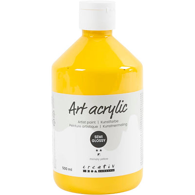 Creativ company pintura acrílica, semibrillante, transparente, amarillo primario, 500 ml 1 botella
