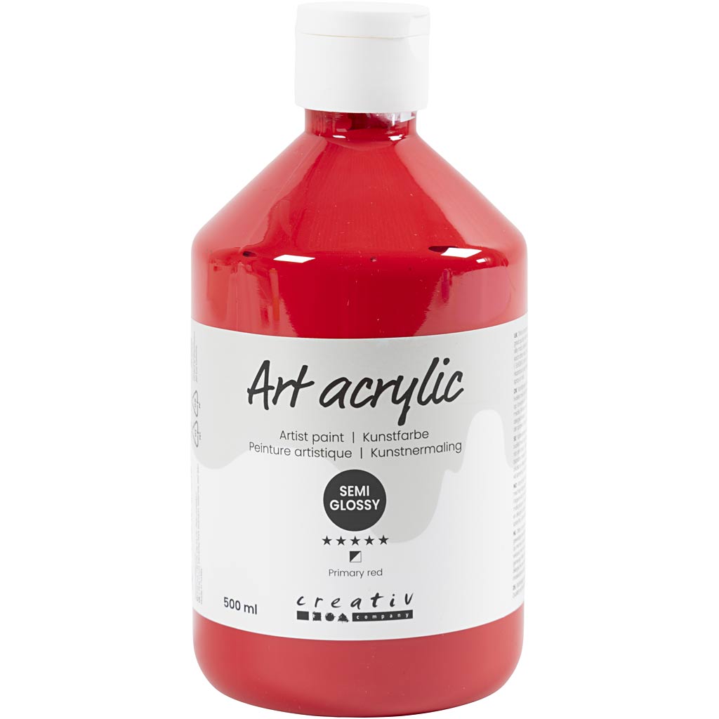 Pittura acrilica Creative Company, semilucida, semitrasparente, rosso primario, 500 ml 1 bottiglia