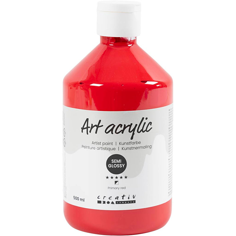 Pittura acrilica Creative Company, semilucida, semitrasparente, rosso primario, 500 ml 1 bottiglia