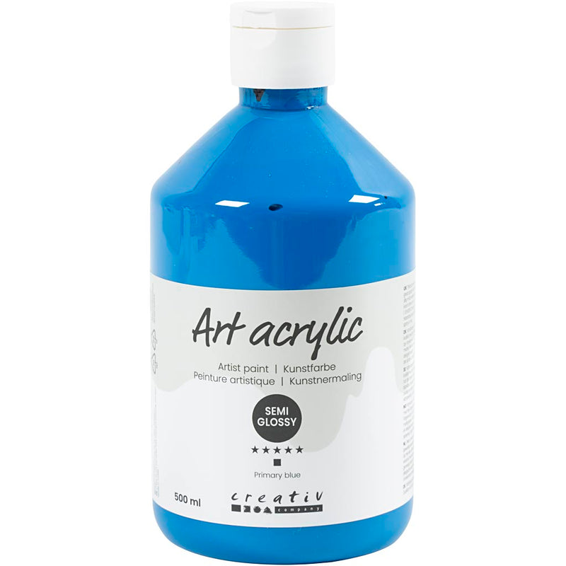 Colore acrilico Creative Company, semilucido, trasparente, blu primario, 500 ml 1 flacone