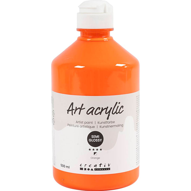 Creativ company pintura acrílica, semibrillante, semitransparente, naranja, 500 ml 1 botella