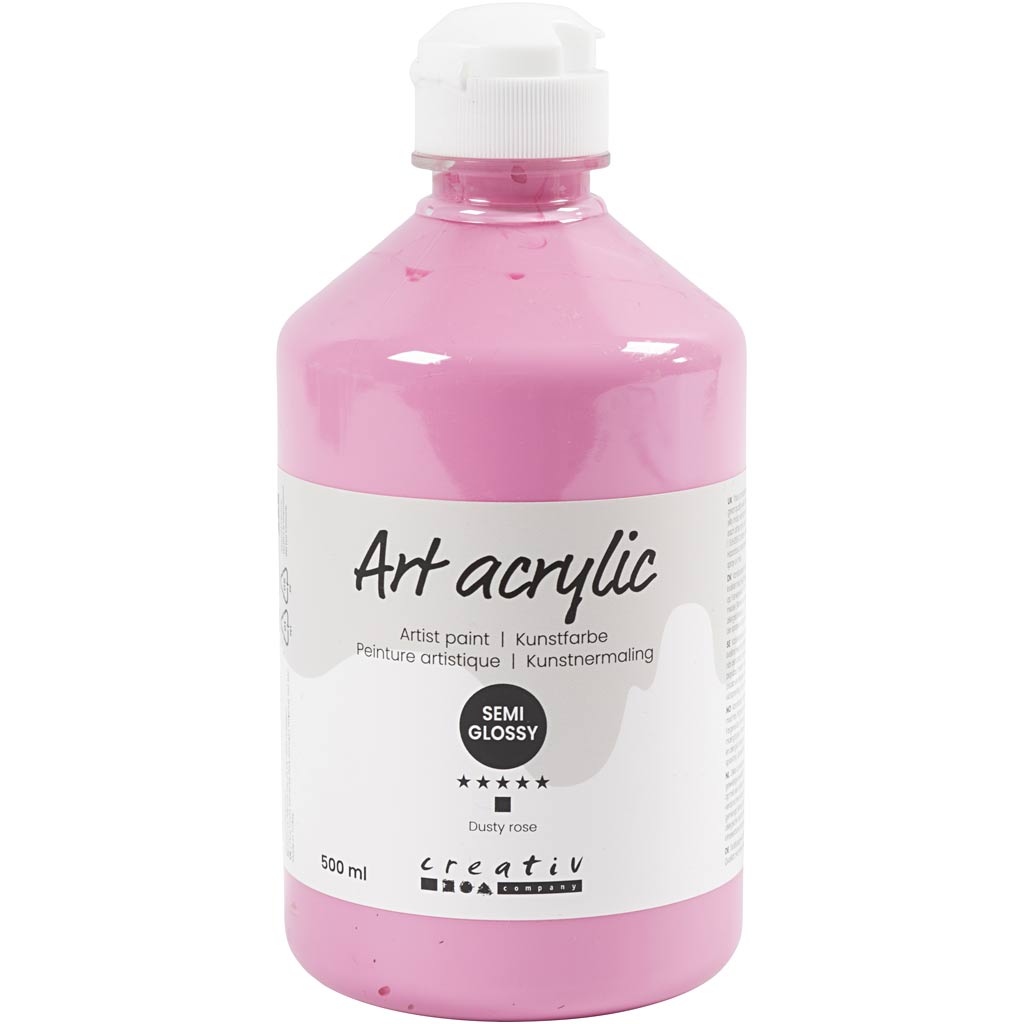 Creative Company Acrilic Paint, semi-gloss, copertura, polverosa rosa, 500 ml 1 bottiglia