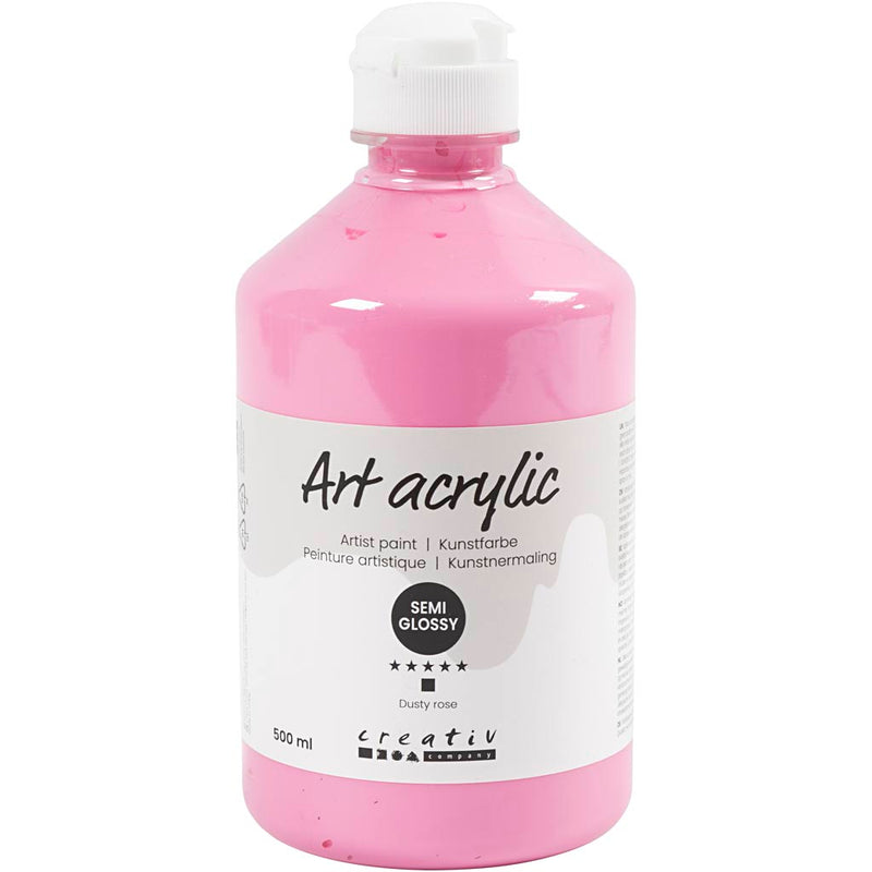 Creative Company Acrilic Paint, semi-gloss, copertura, polverosa rosa, 500 ml 1 bottiglia
