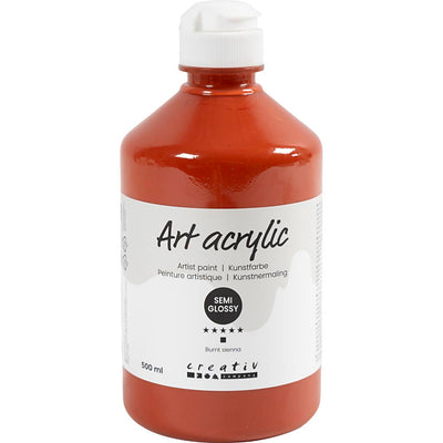 Pintura acrílica de Creativ Company, semi-Glossy, semitransparente, Burnt Sienna, 500 ml 1 botella
