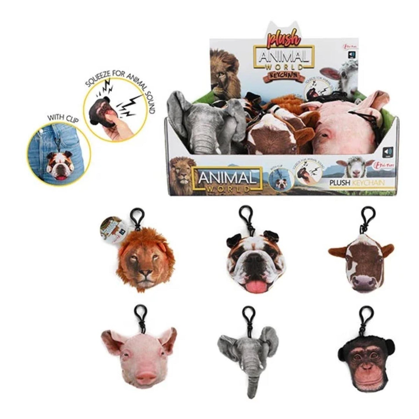 Toi-toys toi giocattoli portachiavi animale con suono