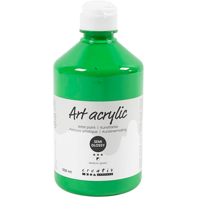 Pintura acrílica de Creativ Company, semi-brillo, cubierta, verde medio, 500 ml 1 botella