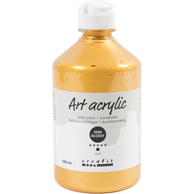 Pintura acrílica de Creativ Company, semi-brillo, cubierta, oro, 500 ml 1 botella