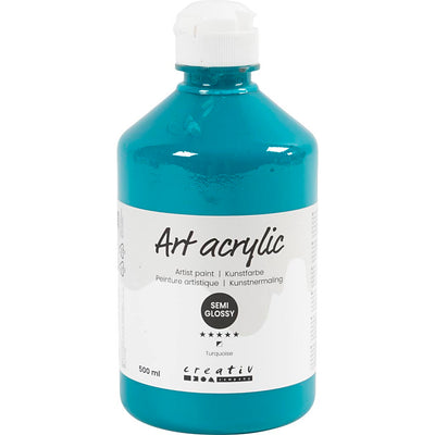 Creativ company pintura acrílica, semibrillante, opaca, turquesa, 500 ml 1 botella