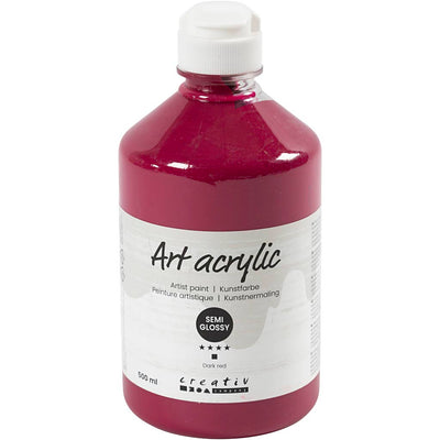 Pintura acrílica de Creativ Company, semi-Glossy, semi-transparente, Dark Rood, 500 ml 1 Botella
