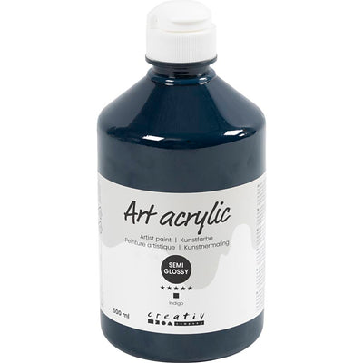 Pintura acrílica de Creativ Company, semi-Glossy, Covering, Indigo, 500 ml 1 Bottle