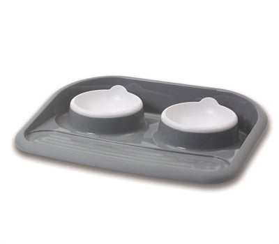 Savic Butler Food Bowl y Beber Bin con meseta y pies anti -Slip