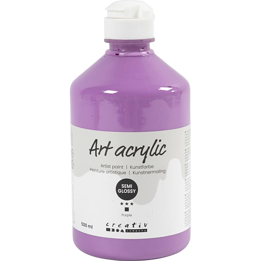 Creative Company Paint acrilico, semi-lucido, copertura, viola, 500 ml 1 bottiglia