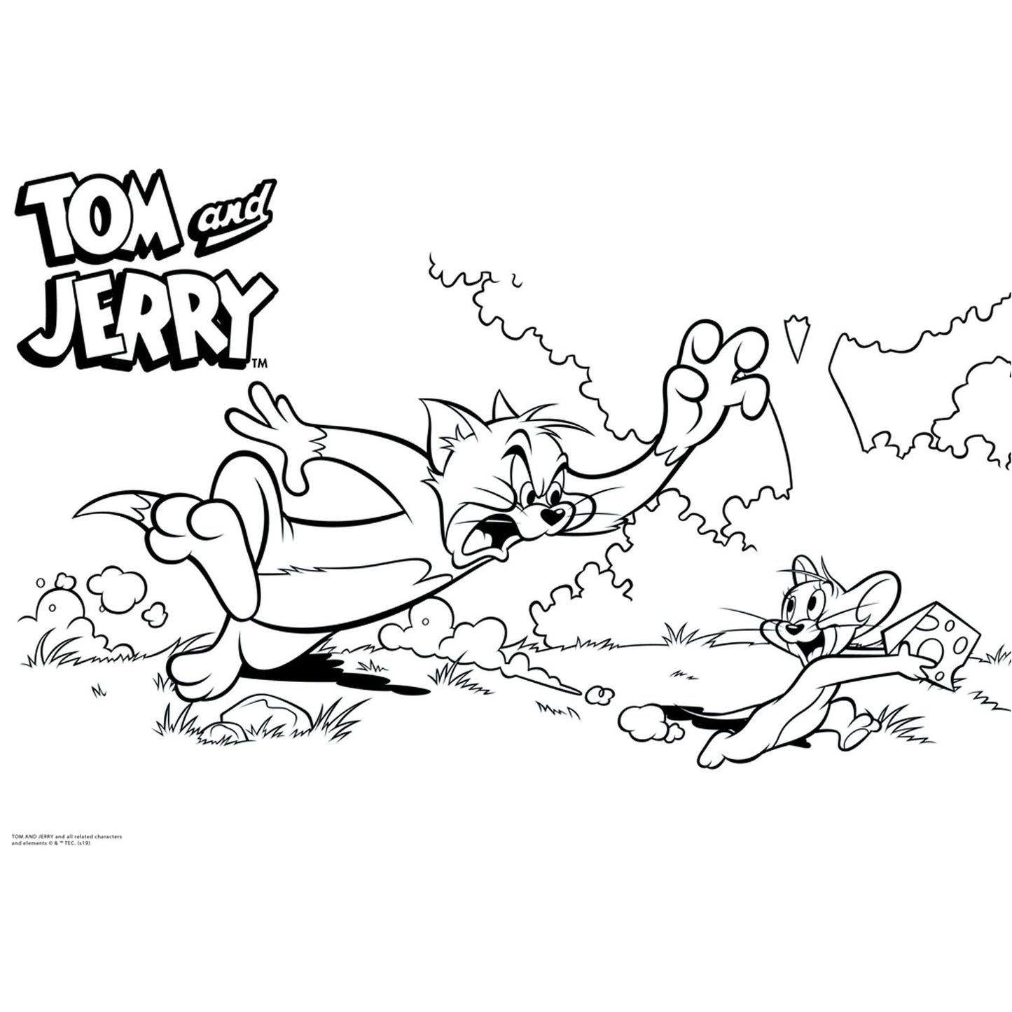 Pagine da colorare di tom jerry con stencil e adesivo