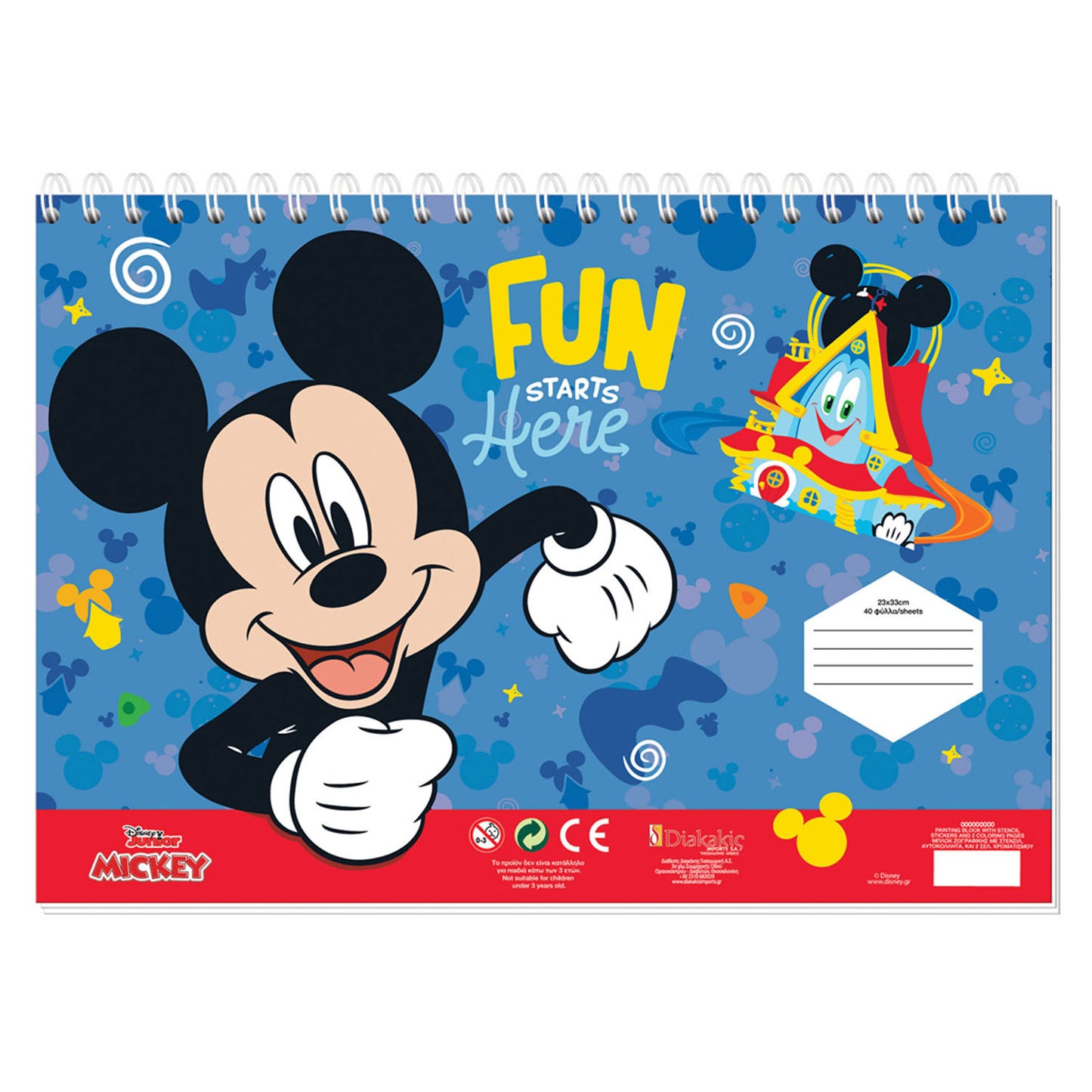 Disegni da colorare di Topolino con stencil e adesivo.