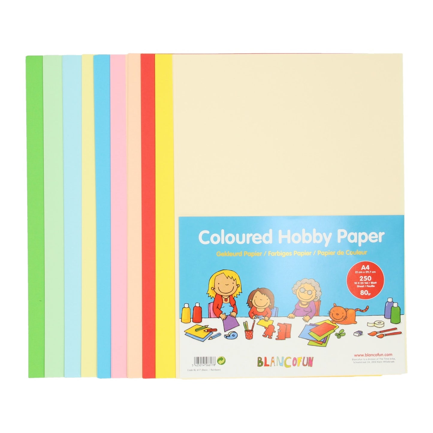 Hobby Paper coloreed A4, 80grams, 250 hojas