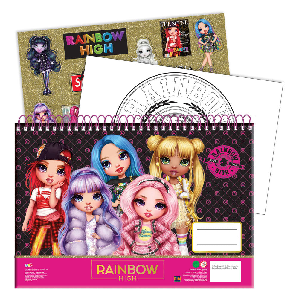 Bloque de dibujo Rainbow High A4, 40 hojas