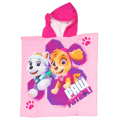 Poncho toalla patrulla canina rosa 55x110cm
