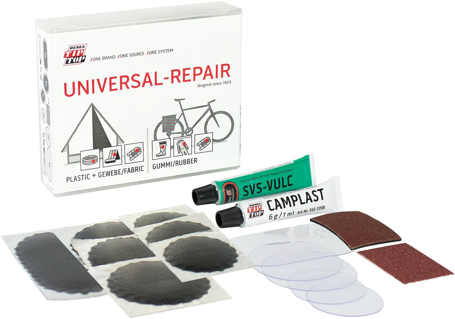 Tip top reparatie-assortiment universal patch box box plastic rubber