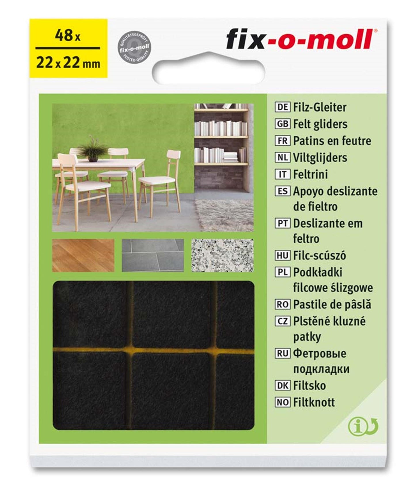 Feltro Fix-o-moll ø22mm 48pz. marrone