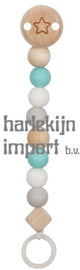Goki wooden pacifier chain star blue