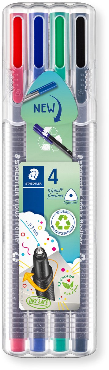 Staedtler triplus fineliner 334 - scatola con 4 colori
