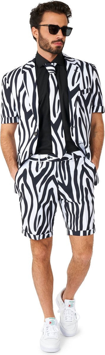 Opposuits zazzy zebra - traje de verano para hombre - disfraz tropical - ropa de carnaval - negro - talla eu 58