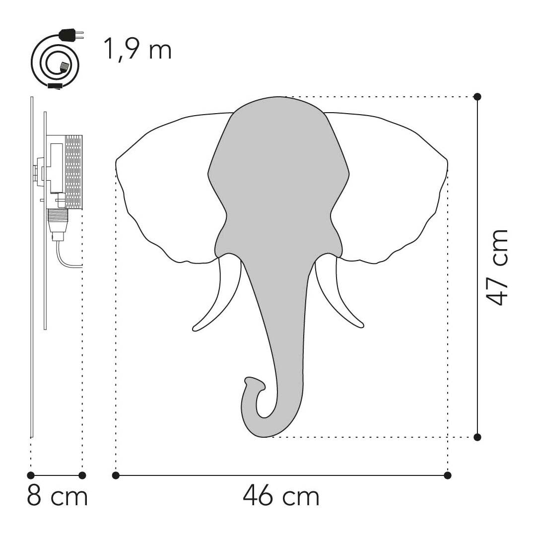 Da tjalle e diaspro - lampada da parete elefante - legno