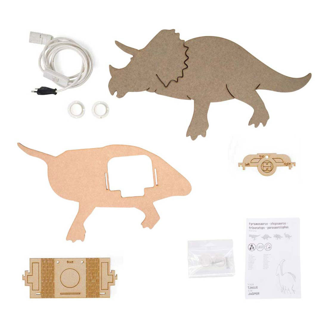 Van tjalle en jasper - dino wandlamp triceratops - hout