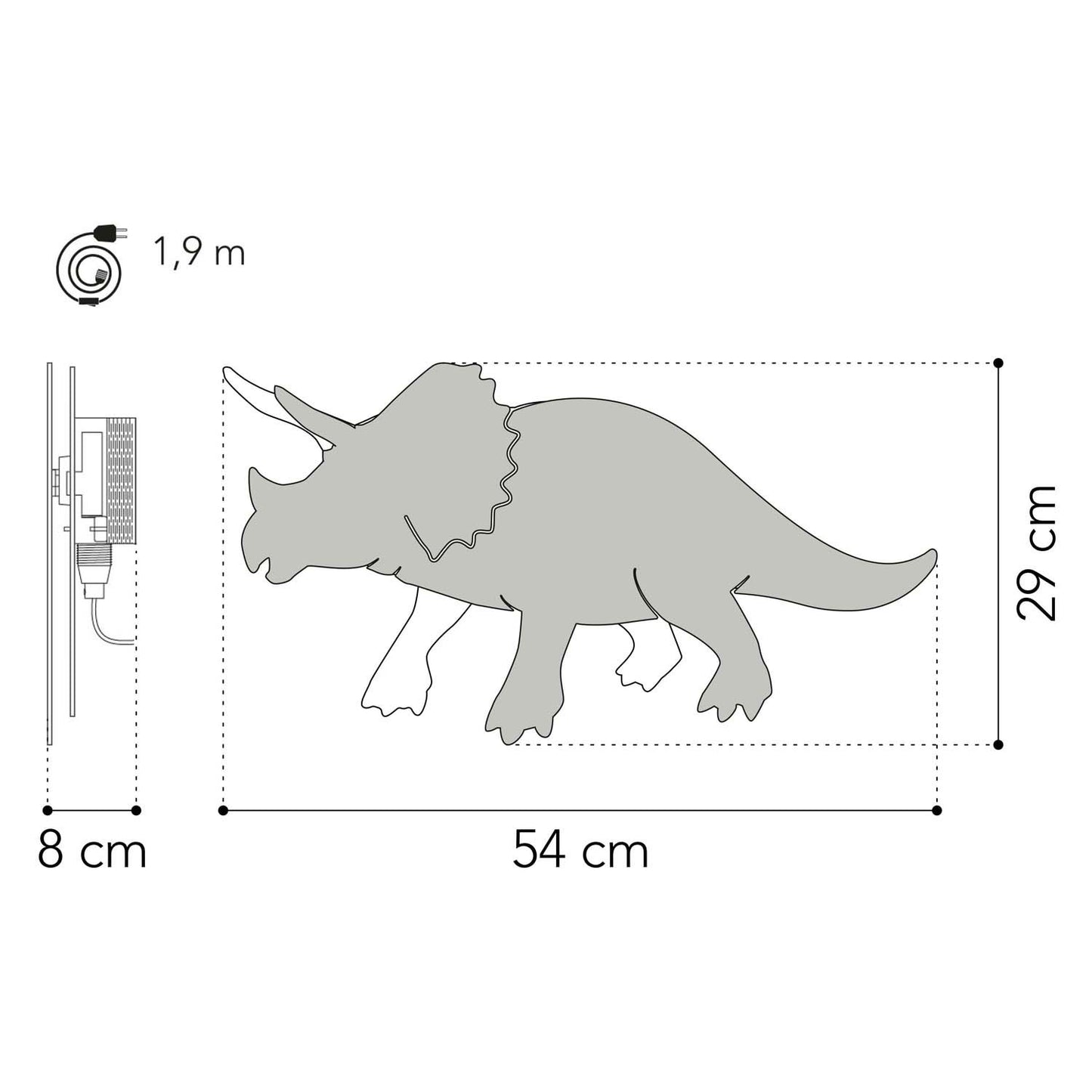 Van tjalle en jasper - dino wandlamp triceratops - hout