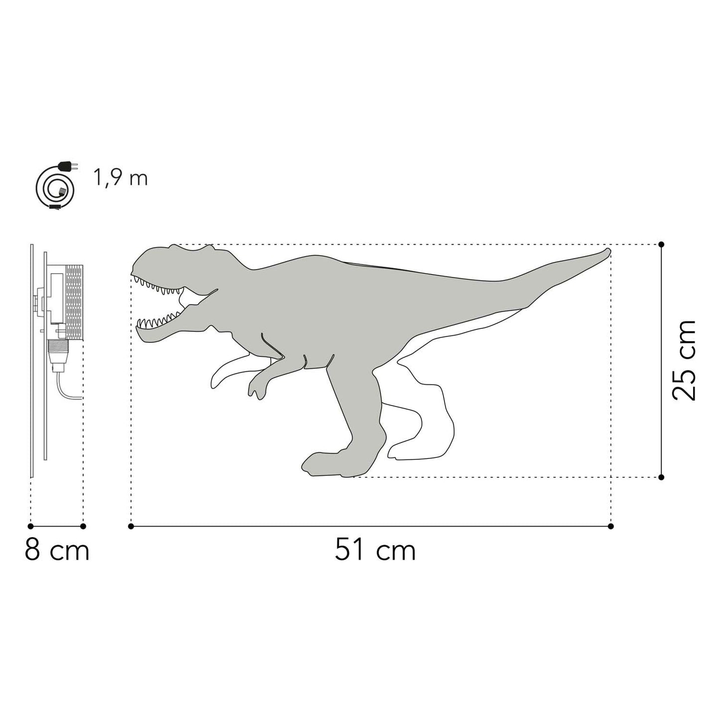 De tjalle y jasper - lámpara de pared dino t-rex - madera