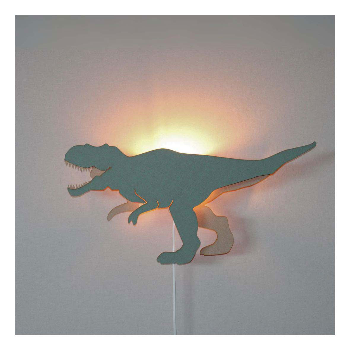 De tjalle y jasper - lámpara de pared dino t-rex - madera