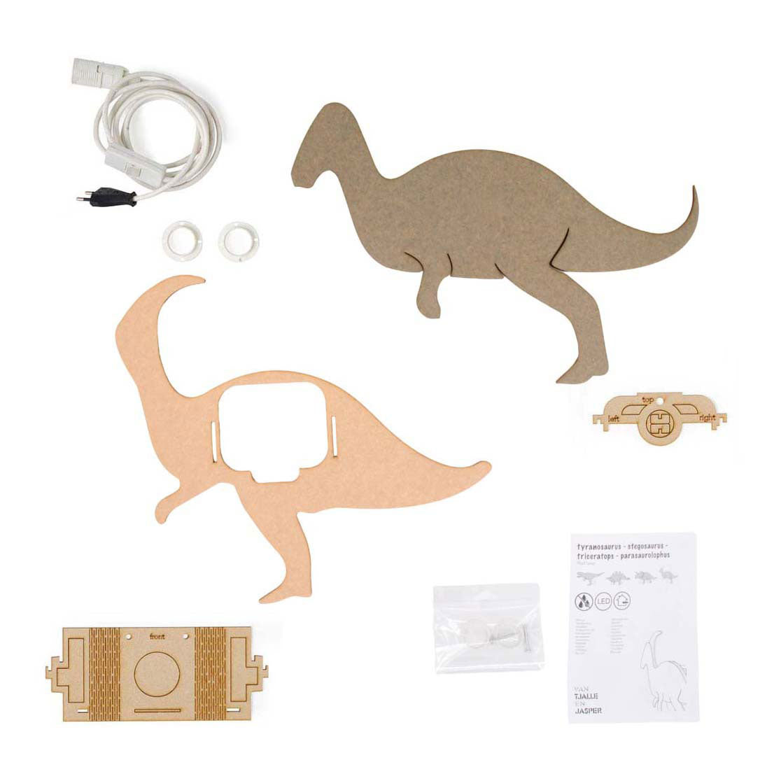 De tjalle y jasper - lámpara de pared dino parasaurolopus - madera