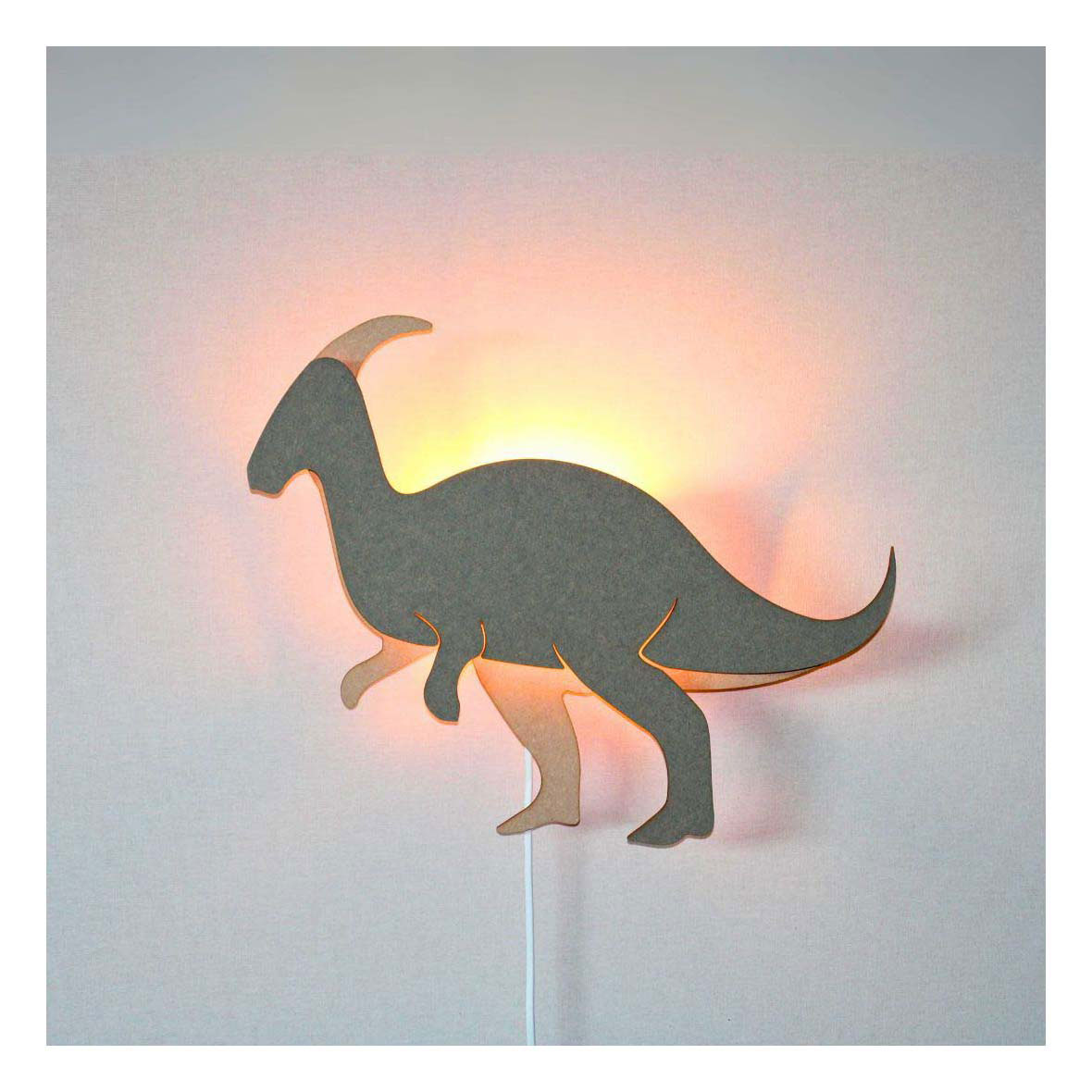 De tjalle y jasper - lámpara de pared dino parasaurolopus - madera