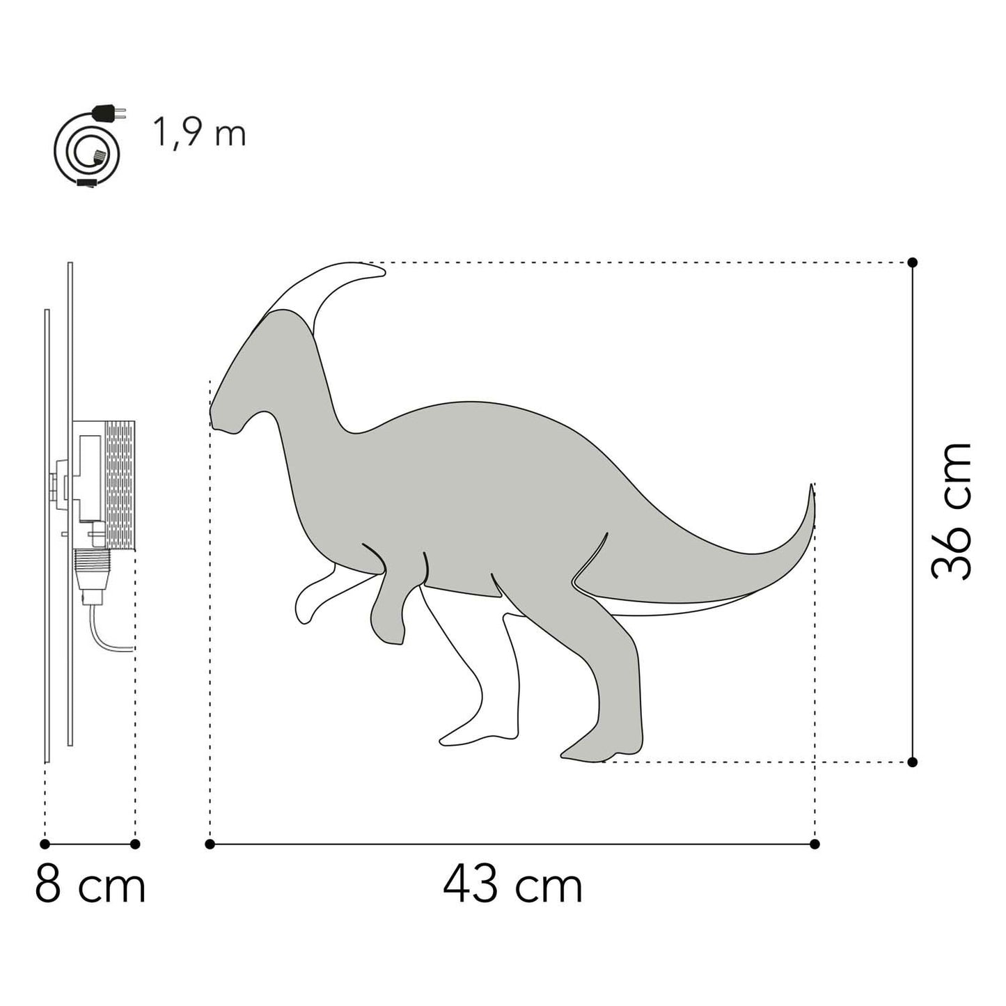 De tjalle y jasper - lámpara de pared dino parasaurolopus - madera
